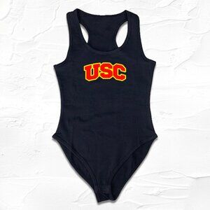 Black Red Gold USC Handmade Custom college football bodysuit outfit, Trojan Fan